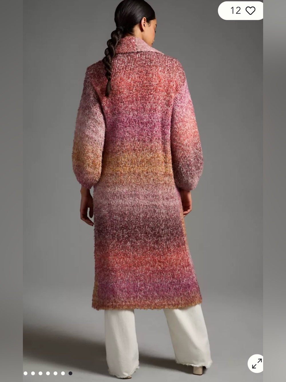 Anthropologie Long Gradient Open-Front Knit Cardigan in Pink Multi - Picture 5 of 5